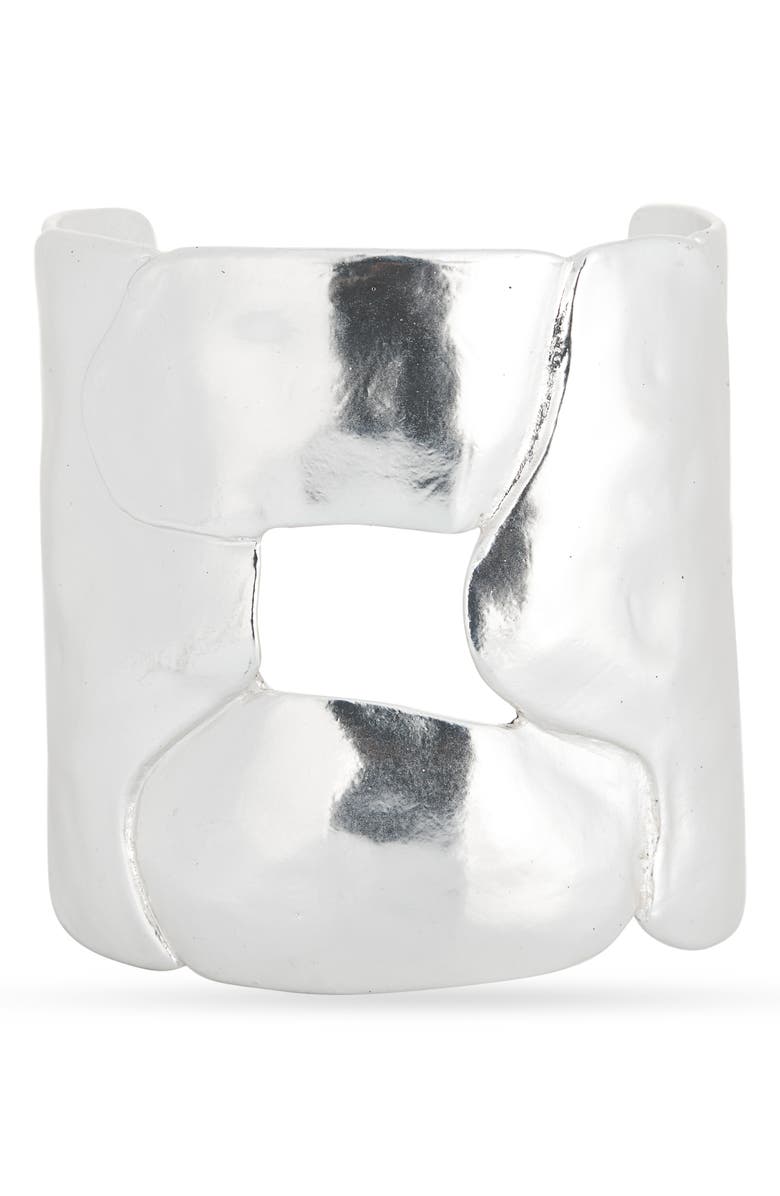 Karine Sultan Cutout Cuff Bracelet, Main, color, Silver