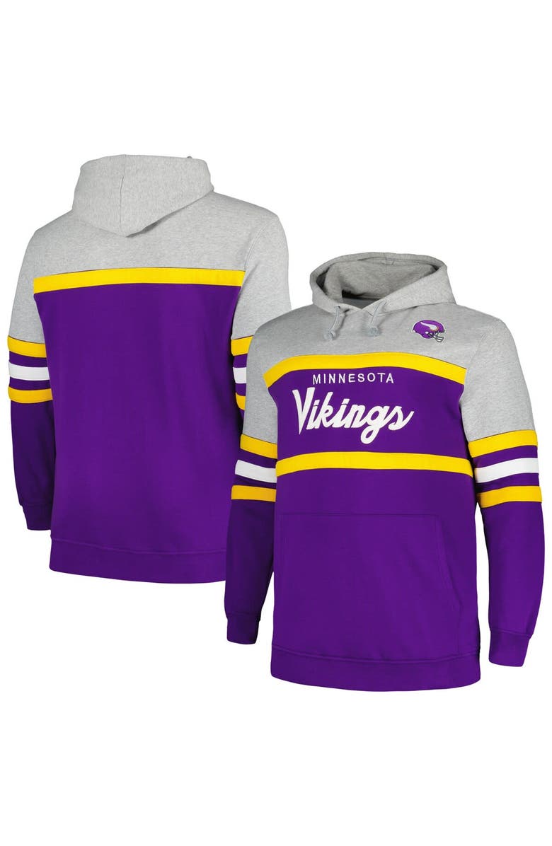 Mitchell & Ness Men's Mitchell & Ness Heather Gray/Purple Minnesota Vikings Big & Tall Head Coach Pullover Hoodie, Alternate, color,