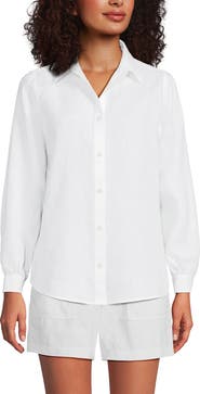 Lands' End Linen Long Sleeve Feminine Shirt