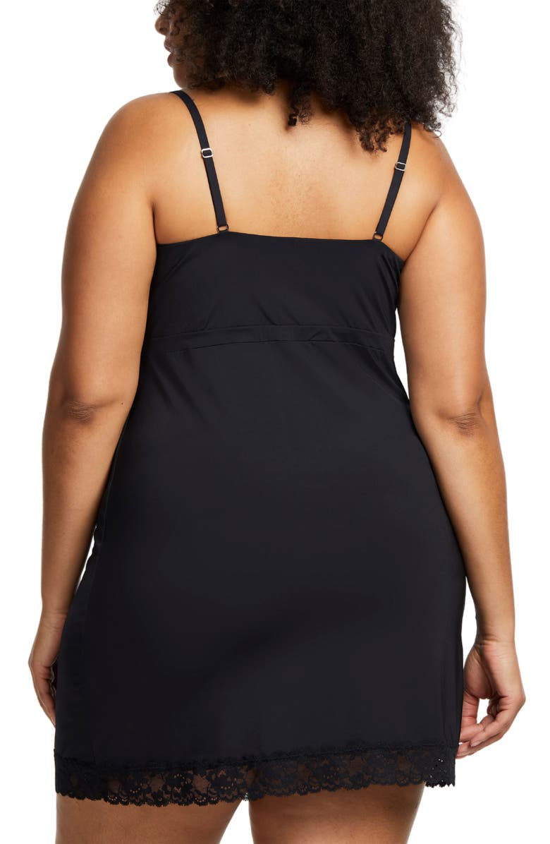 Montelle Intimates Lace Trim Full Bust Support Chemise, Alternate, color, Black