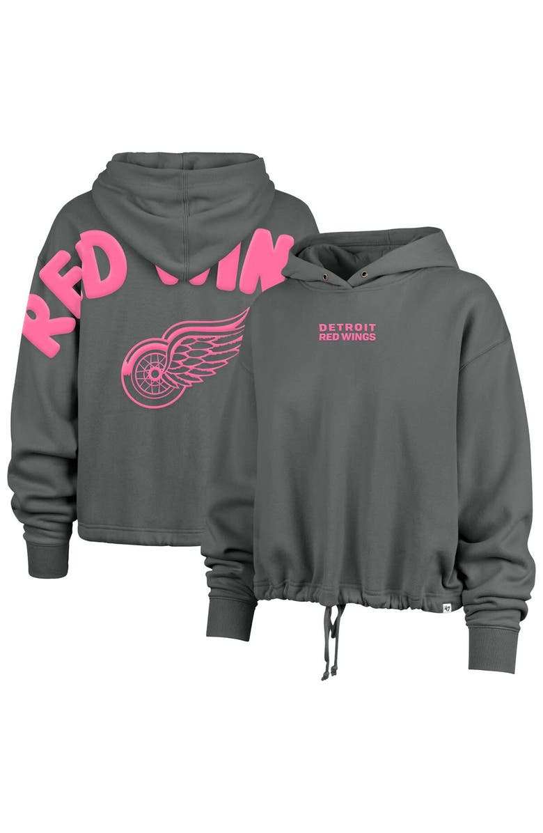 '47 Women's '47 Gray Detroit Red Wings Bright Side Venice Cropped Pullover Hoodie, Alternate, color, Gray