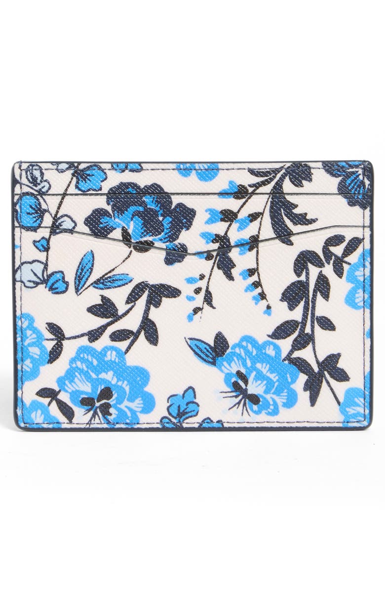 Kate Spade New York staci vase floral leather card case, Alternate, color, Blue Multicolor