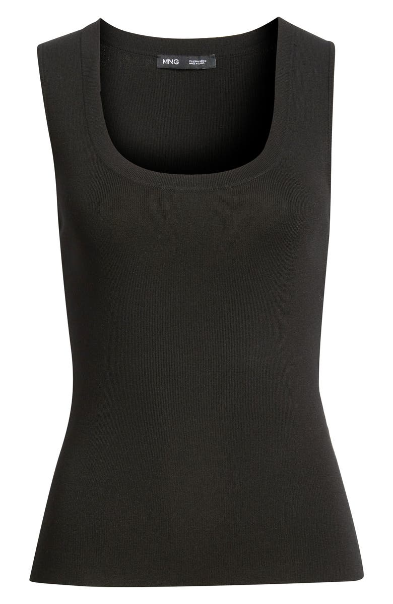 MANGO Sleeveless Rib Top, Main, color, Black