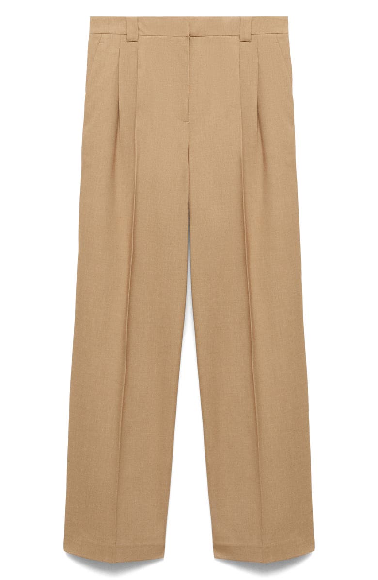 MANGO Pleated Straight Leg Pants, Alternate, color, Beige