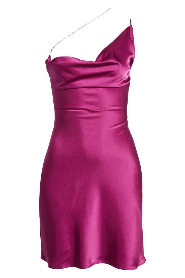 Satin Chain Slipdress, Alternate, color, MAGENTA