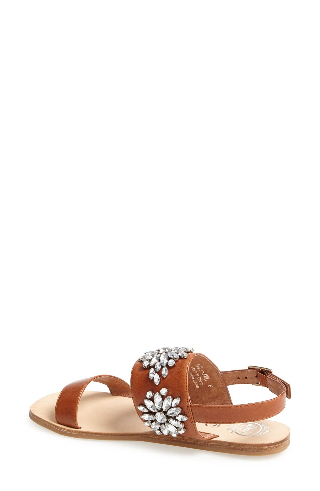 'Dola' Jeweled Leather Sandal, Alternate, color, TAN/ CLEAR