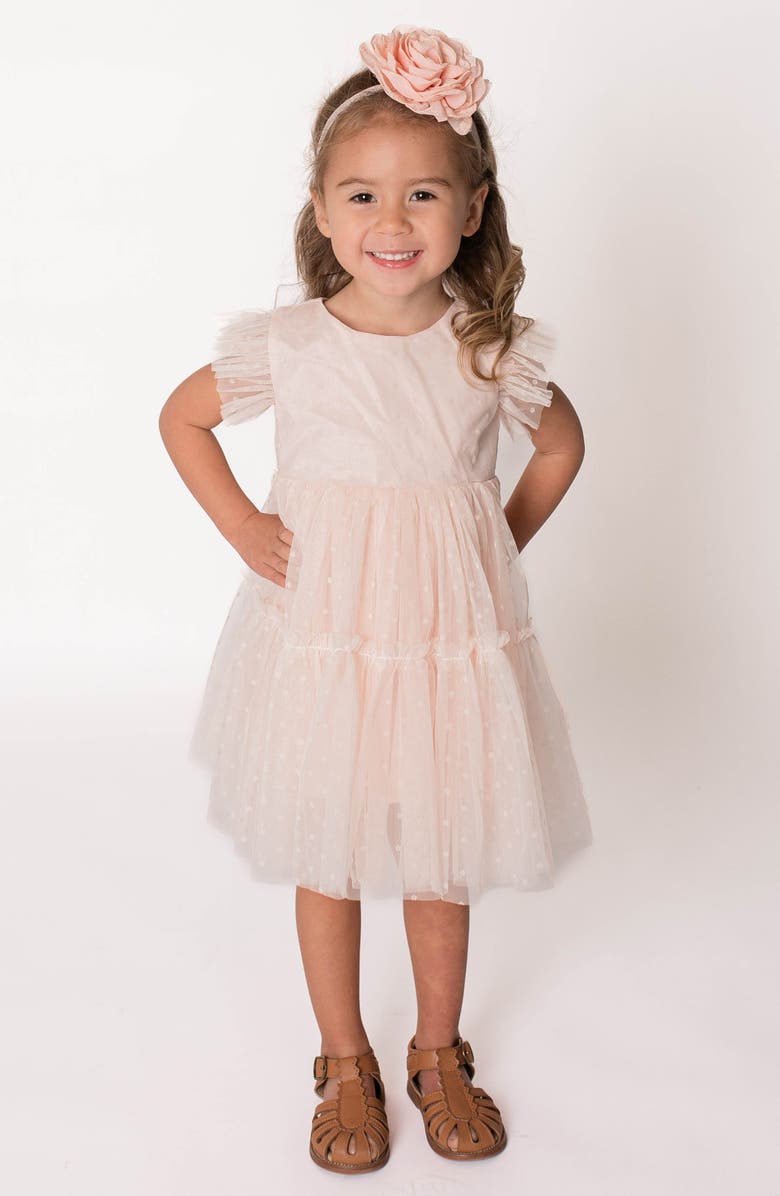 Popatu Flocked Fit & Flare Dress, Main, color, 