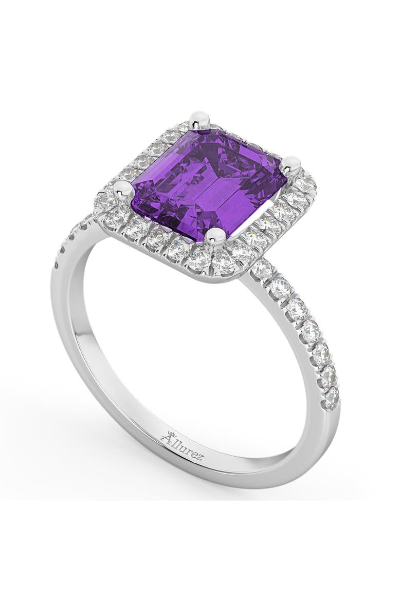 Amethyst & Diamond Engagement Ring 14k, Alternate, color, 3.32ct/White Gold