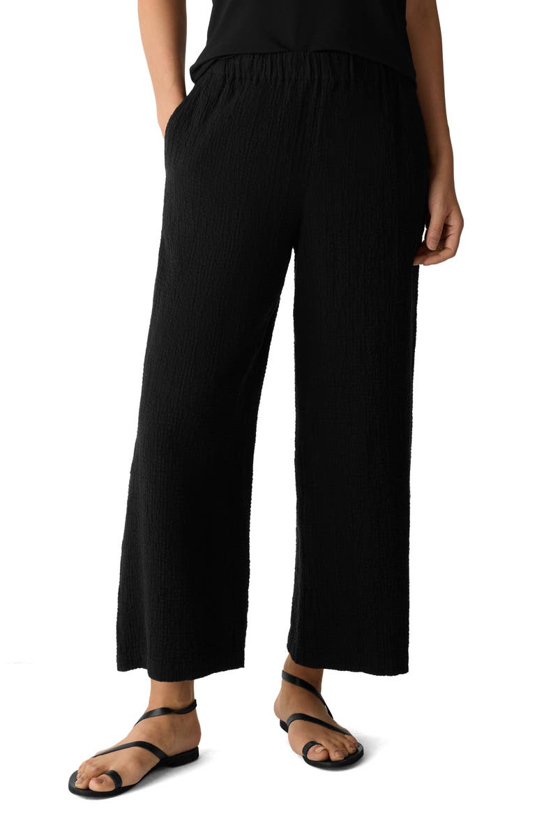 Stretch Organic Cotton Ankle Lantern Pants, Main, color, BLACK