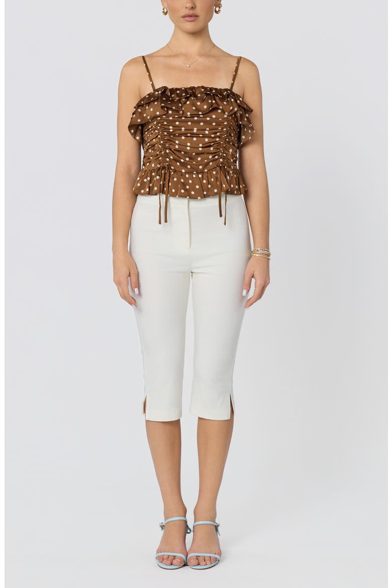 Brynn Side Cinch Camisole, Alternate, color, BROWN POLKA DOT
