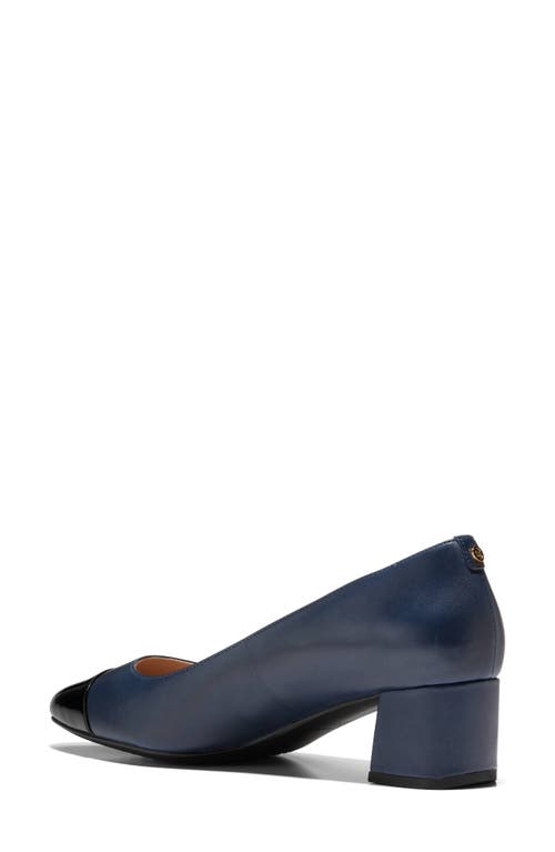 Cole Haan The Go-to Waterproof Block Heel Pump In Navy Blazer/black Patent