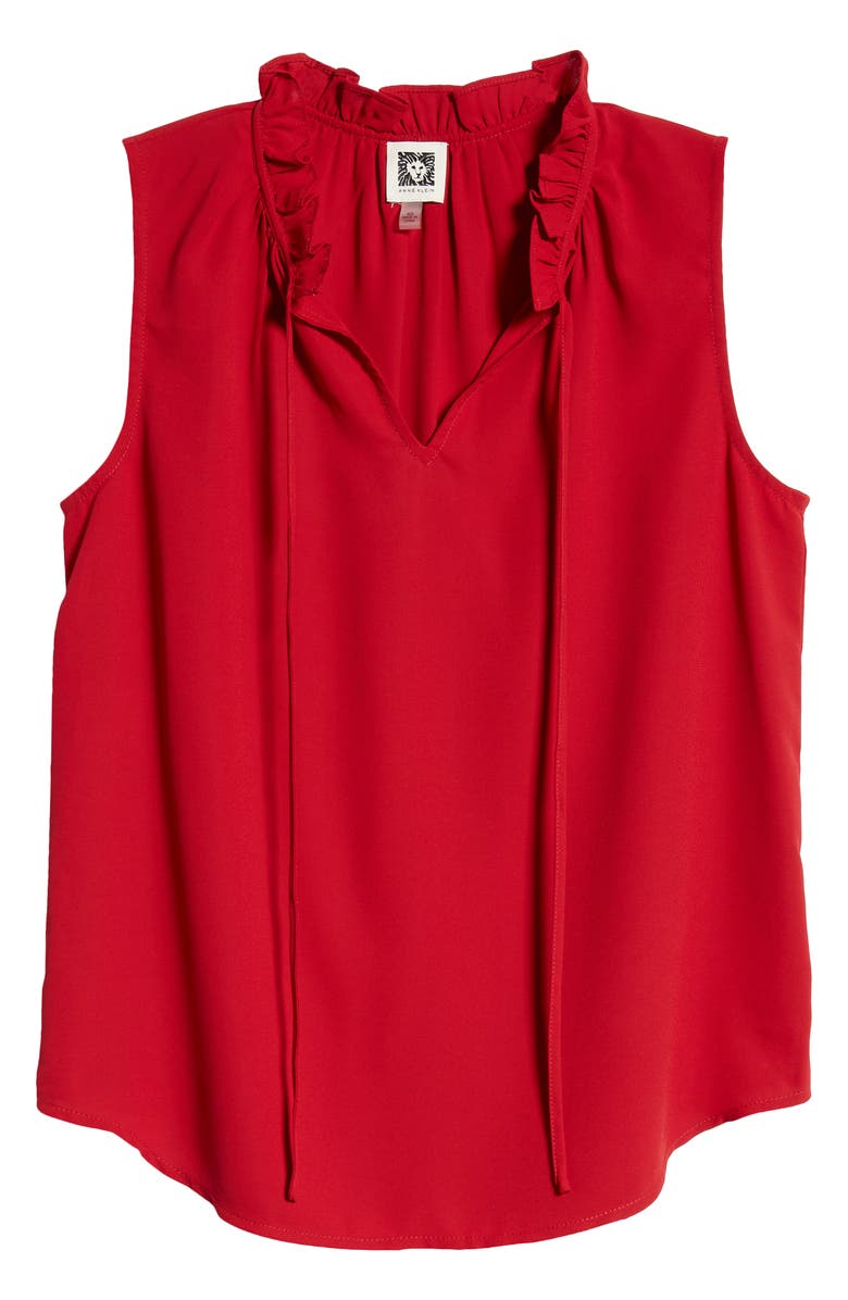 Anne Klein Ruffle Collar Sleeveless Blouse, Alternate, color, Titan Red
