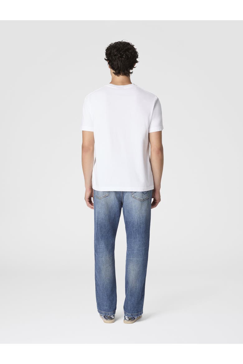 Crew-neck Cotton T-shirt With Macro Zigzag Print, Alternate, color, White & Multicoloured