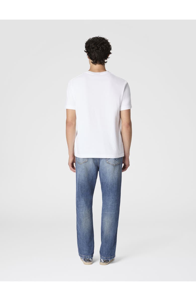 UM Crew-neck Cotton T-shirt With Macro Zigzag Print, Alternate, color, White & Multicoloured