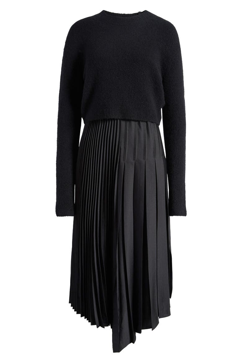 Jax Wool Blend Sweater & Pleated Sleeveless Dress, Alternate, color, BLACK