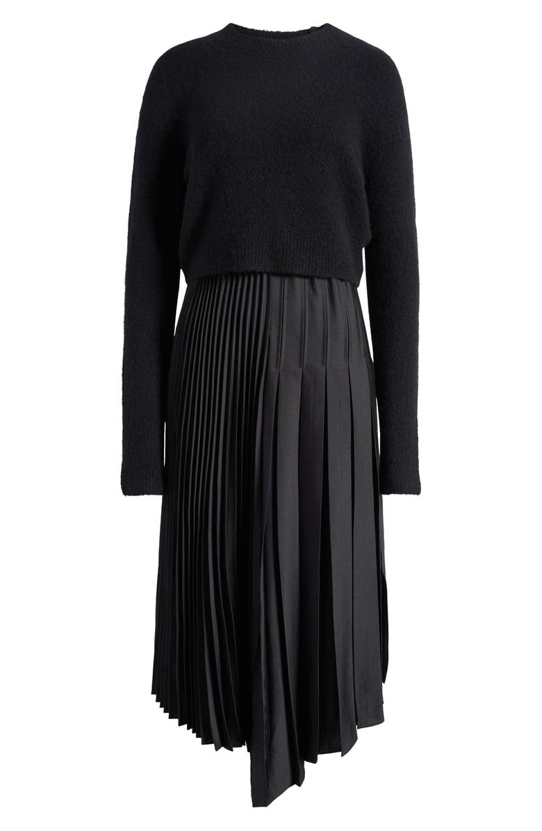 AllSaints Jax Wool Blend Sweater & Pleated Sleeveless Dress, Alternate, color,