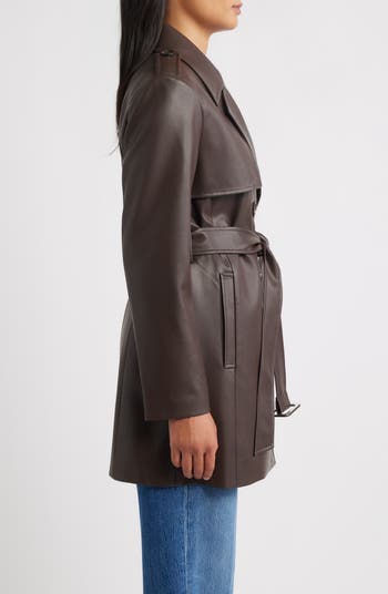 Faux Leather Trench Coat