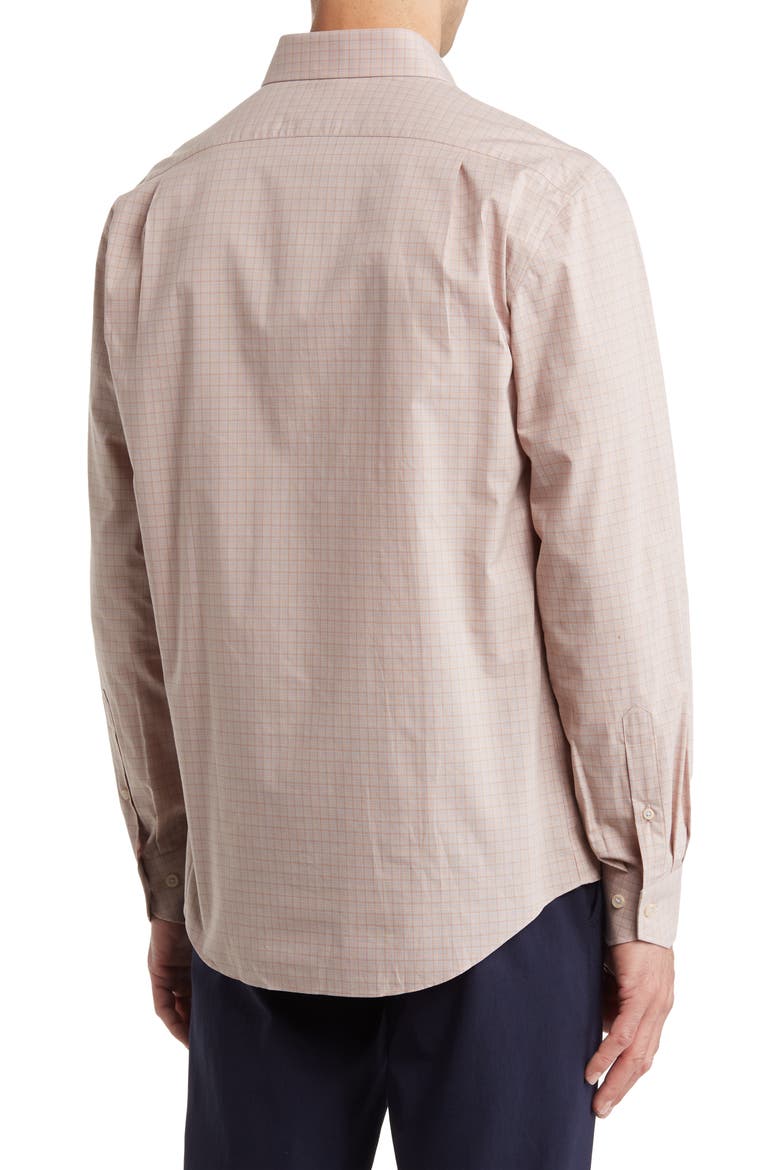 Trim Fit Check Long Sleeve Cotton Button-Up Shirt, Alternate, color, ORANGE/ LIGHT BLUE