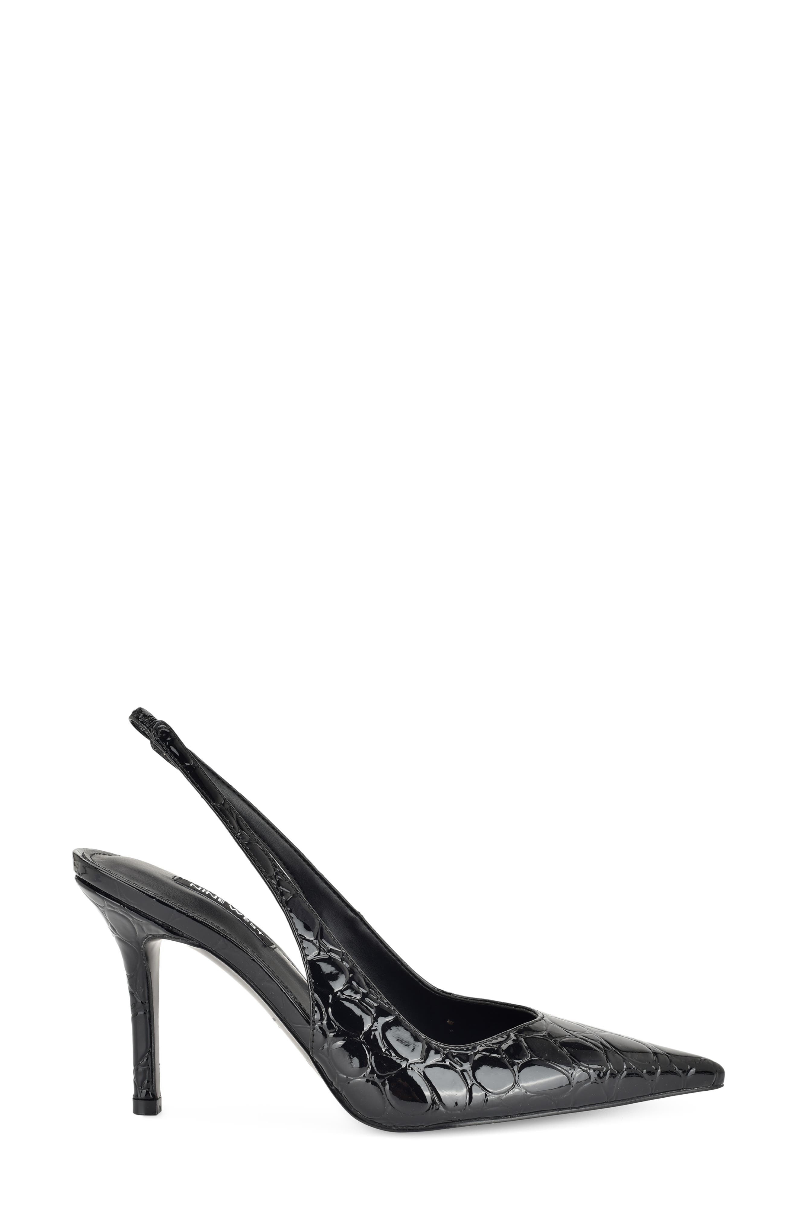 Gerts Slingback Pointed Toe Pump, Alternate, color, BLACK EMBOSSED CROC