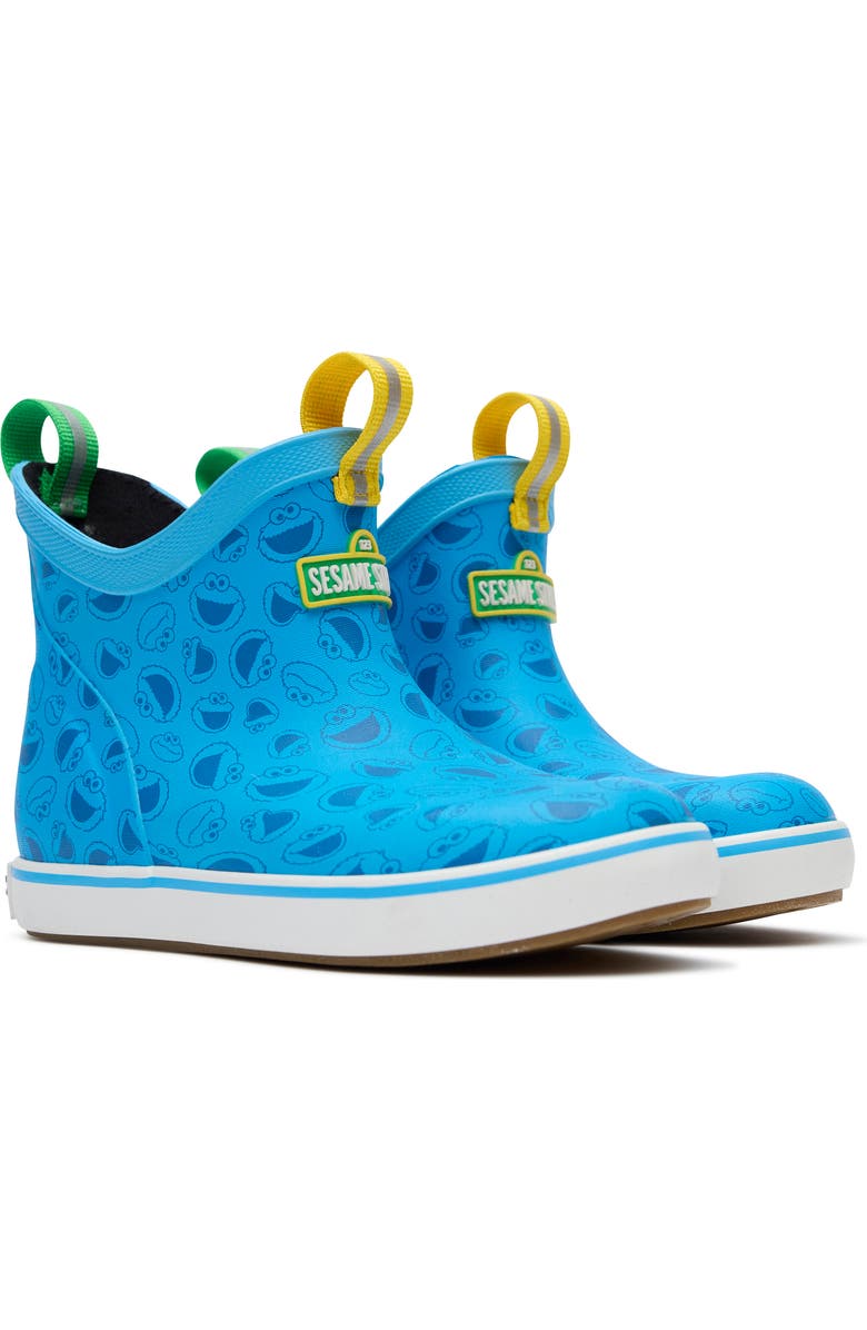 XTRATUF Kids' Sesame Street<sup>®</sup> Ankle Deck Waterproof Boot, Alternate, color, Cookie Monster Blue