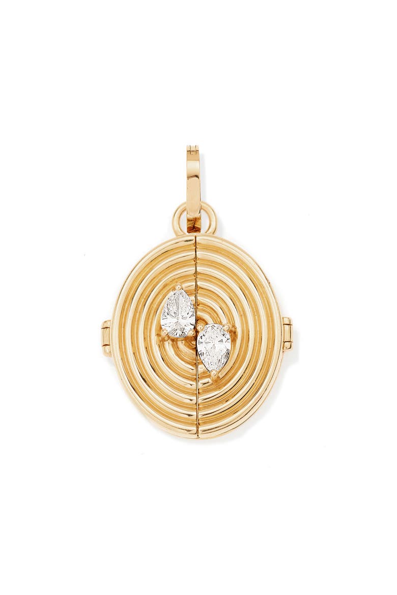 Diamond Oval Locket Charm, Main, color, 14K YELLOW GOLD