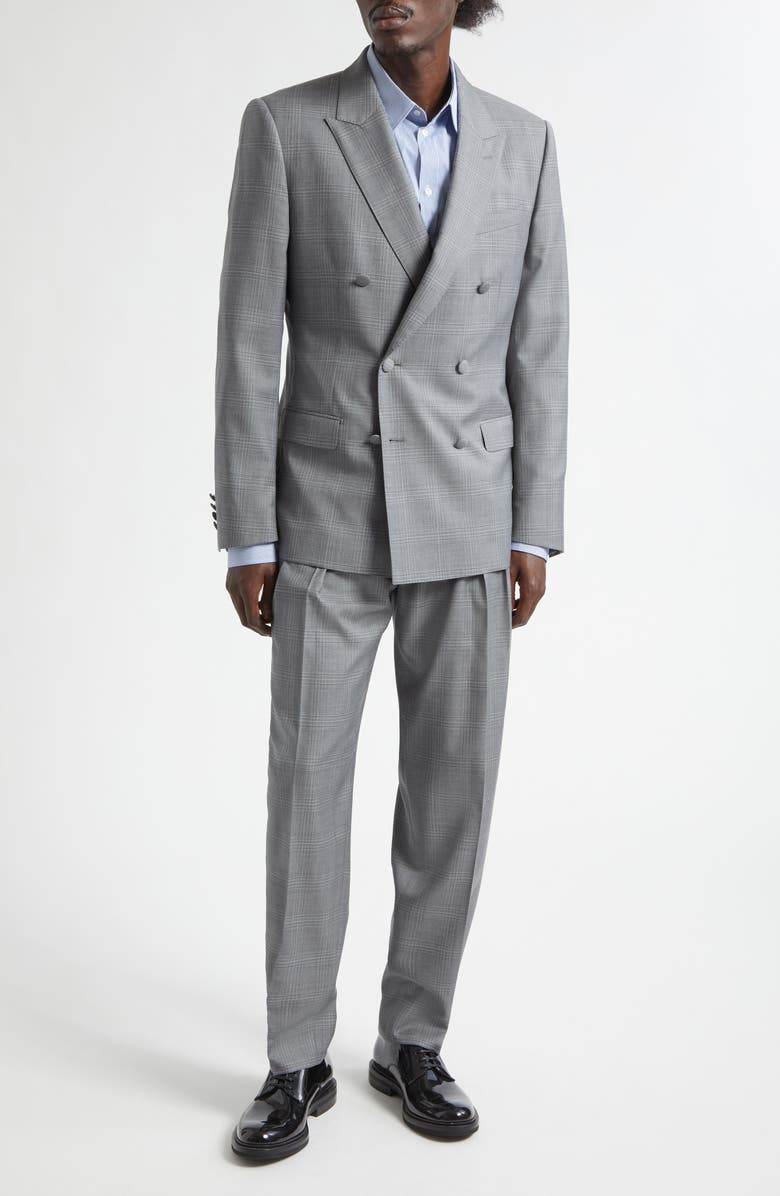 Dolce&Gabbana Cavallo Pleated Plaid Virgin Wool Pants, Alternate, color, Quadri-Check-Tartan