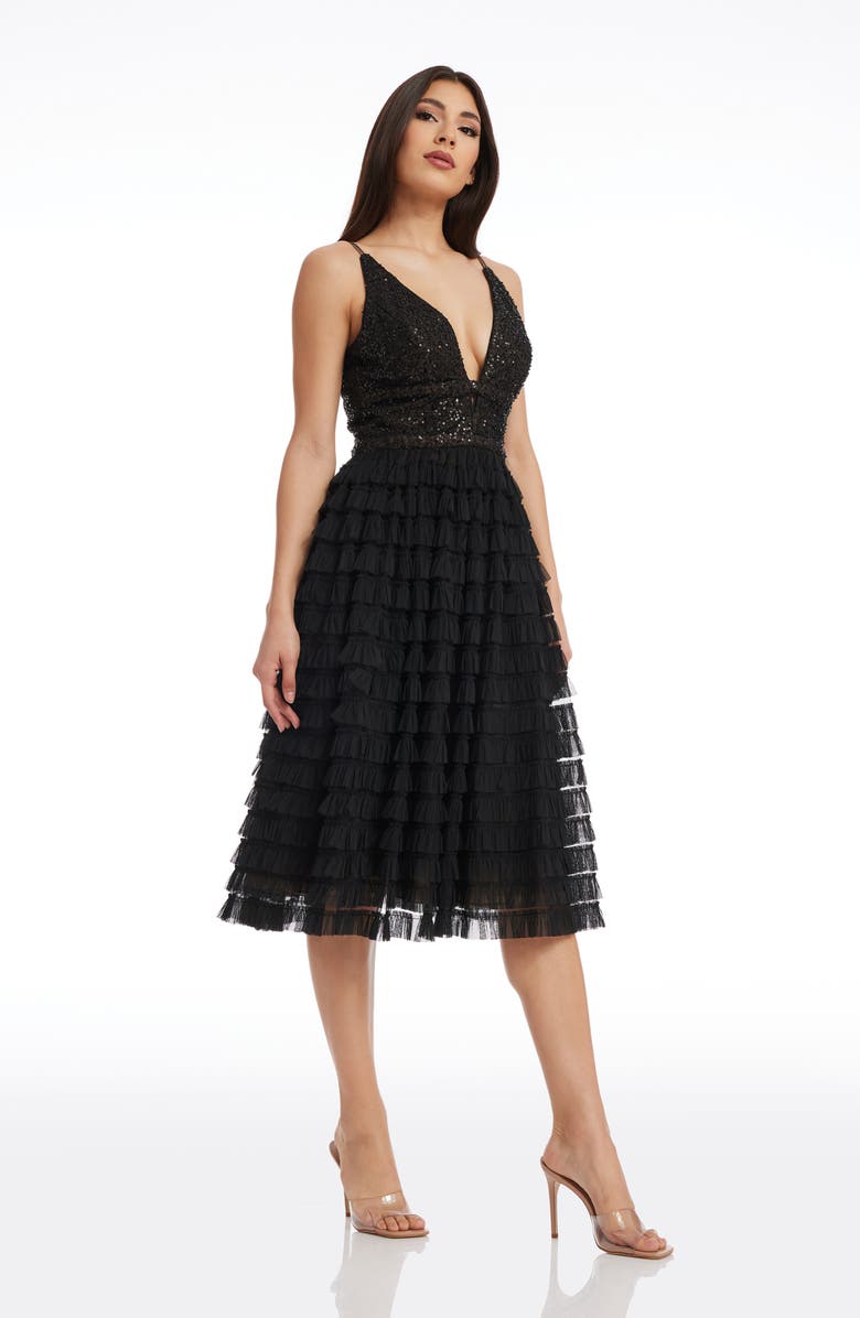 Dress the Population Becca Sequin & Tulle Tiered Dress, Alternate, color,