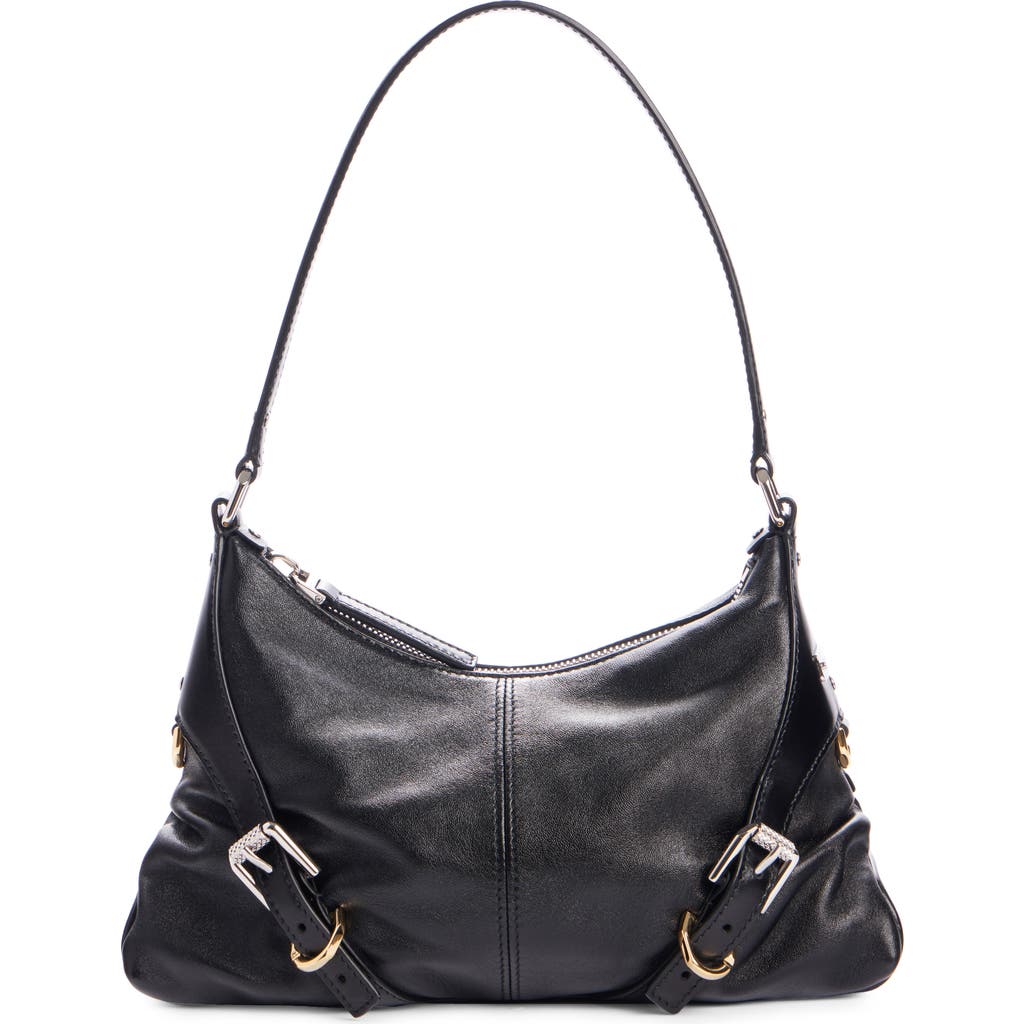 Givenchy Voyou Harness Shoulder Bag In Shiny Leather In 001-black