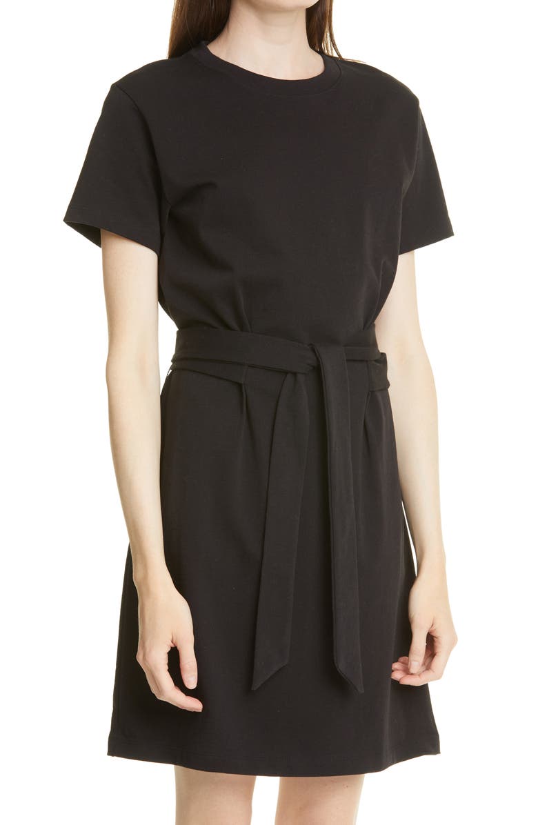 Vince Tie Waist Short Sleeve Cotton Dress, Alternate, color,