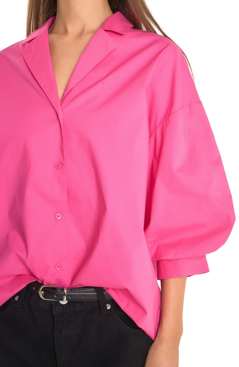 Endless Rose Blouson Sleeve Cotton Shirt, Alternate, color, Fuchsia