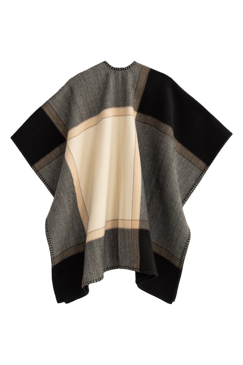Exploded Plaid Ruana, Alternate, color, Black