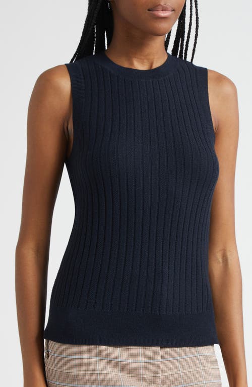 Veronica Beard Jerrel Rib Merino Wool Tank In Navy