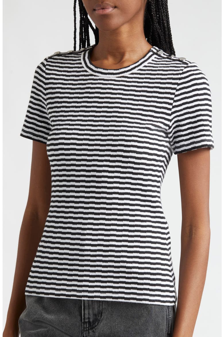 Draya Stripe Knit T-Shirt, Alternate, color, BLACK WHITE