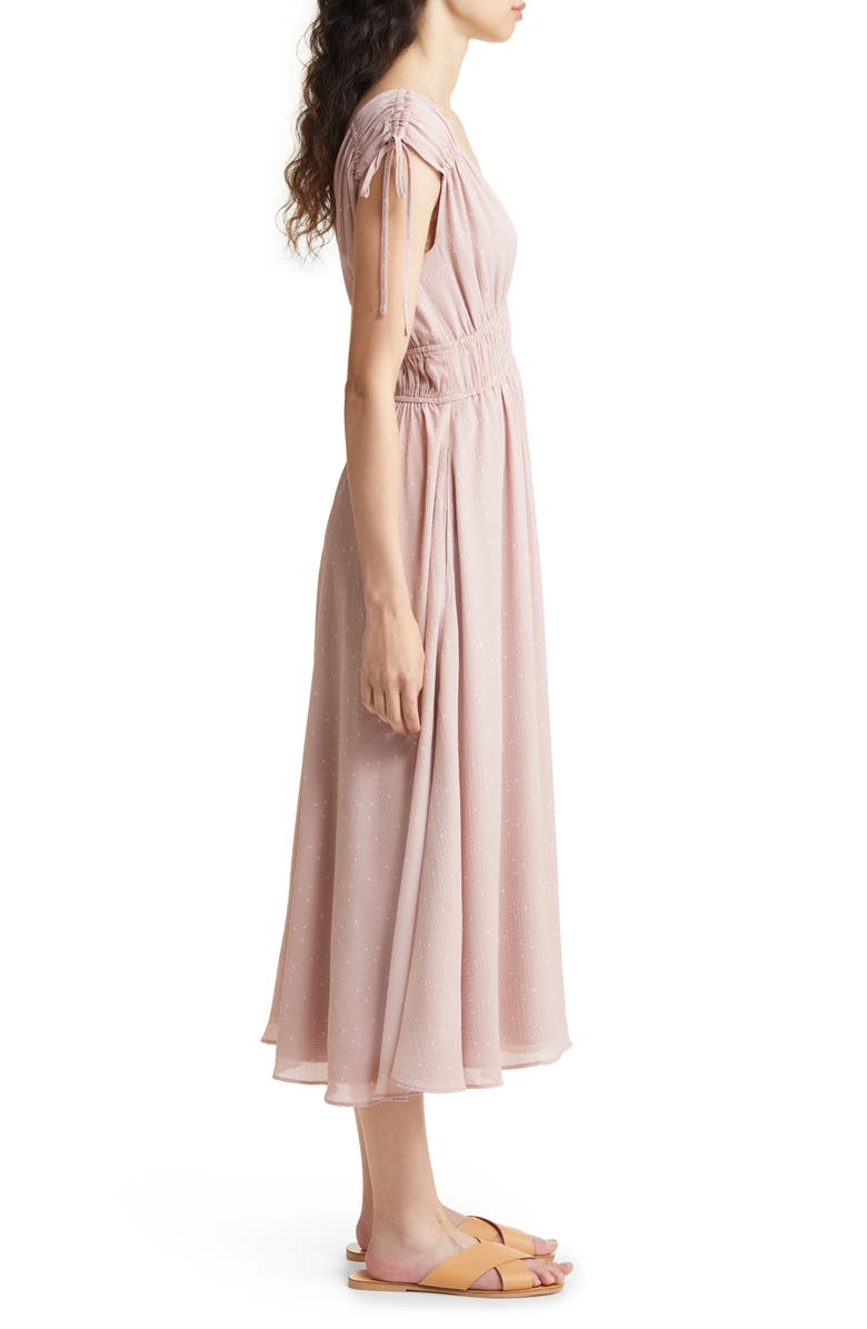 Madewell Ruched Crepe Midi Dress, Alternate, color, 