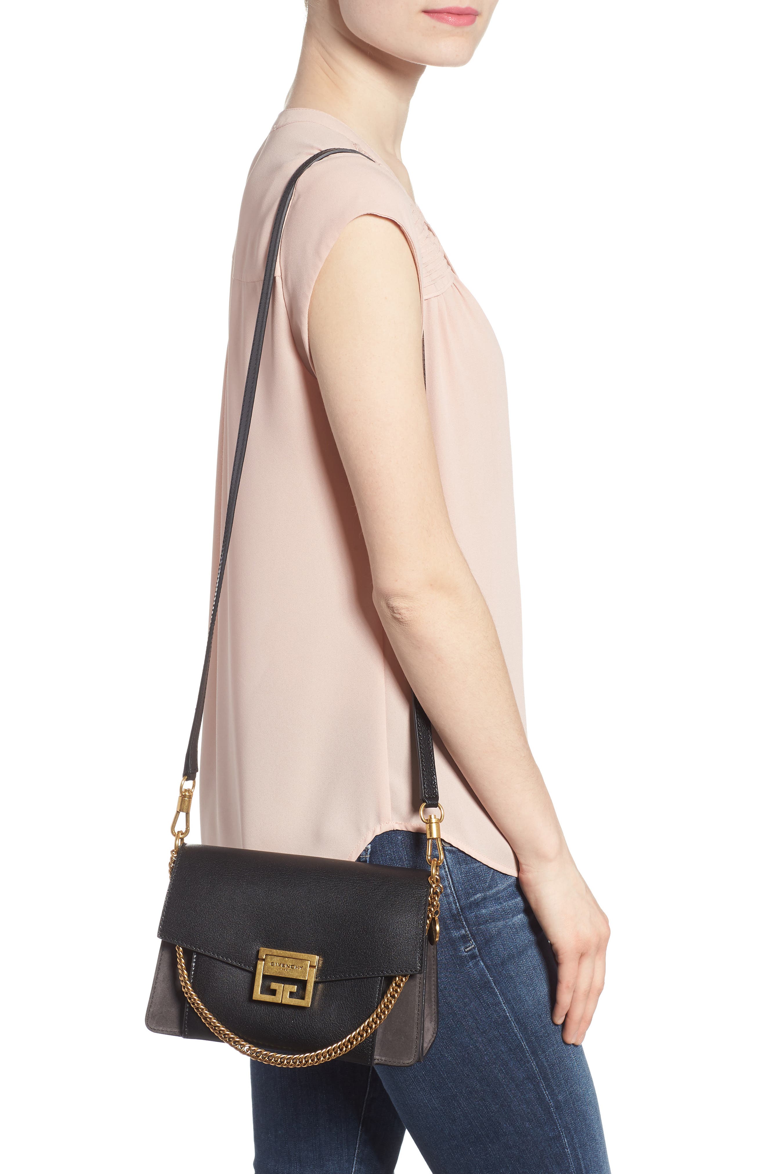 Givenchy Small GV3 Leather & Suede Crossbody Bag, Alternate, color, 