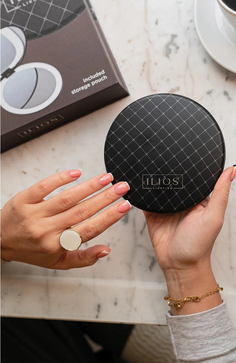 Ilios Lighting Rechargeable Lightweight 5-Inch LED Compact Mirror, Alternate, color, Black