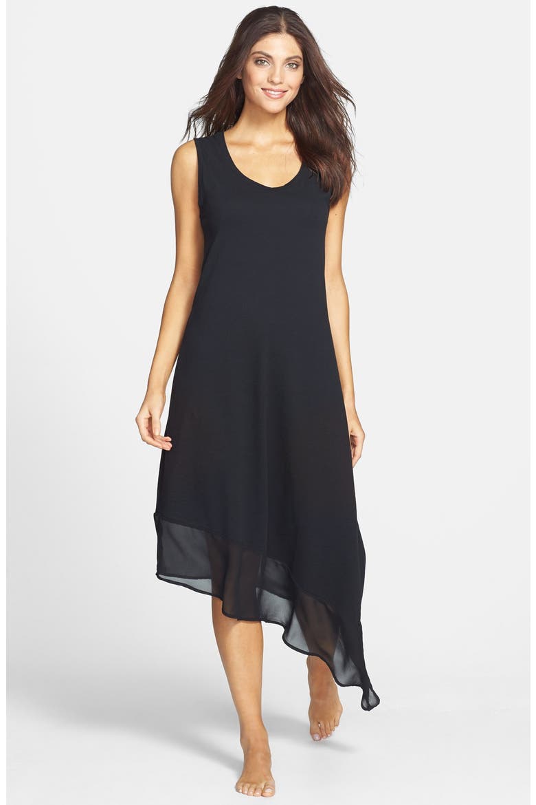 High/Low Scoop Neck Cover-Up Dress, Main, color, BLACK/ BLACK