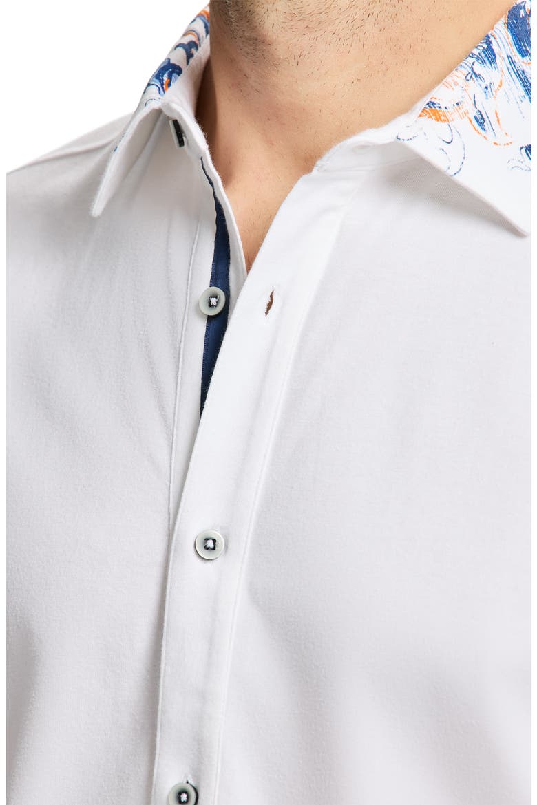Paisley Short Sleeve Cotton Button-Up Shirt, Alternate, color, WHITE
