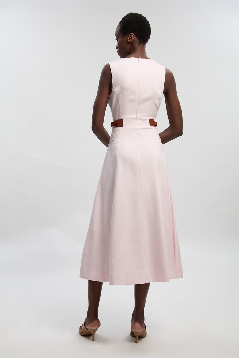 Petite Tailored Linen Full Midi Dress, Alternate, color, Blush