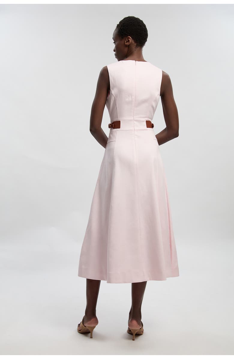Karen Millen Petite Tailored Linen Full Midi Dress, Alternate, color, Blush