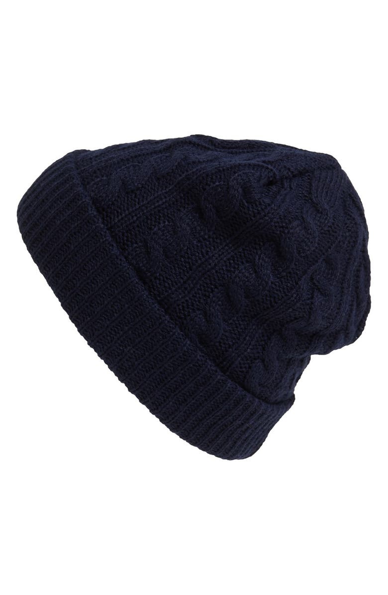 Topman Cable Knit Beanie, Main, color, 