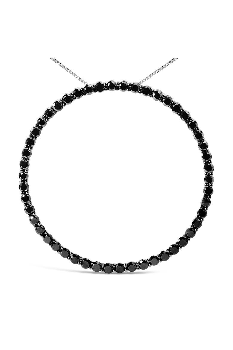 Silver 4.0 Cttw Black Diamond Open Hoop Circle Pendant Necklace, Alternate, color, White