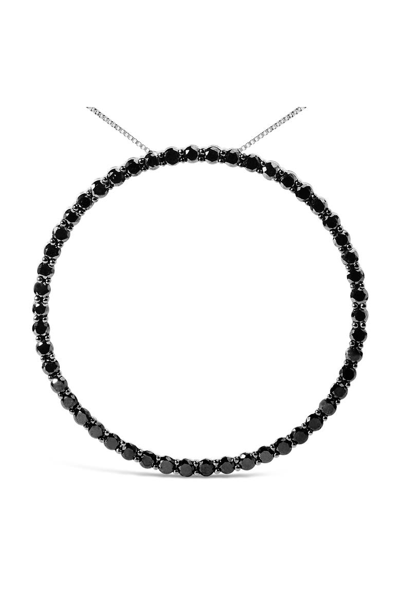 Haus of Brilliance Silver 4.0 Cttw Black Diamond Open Hoop Circle Pendant Necklace, Alternate, color, White