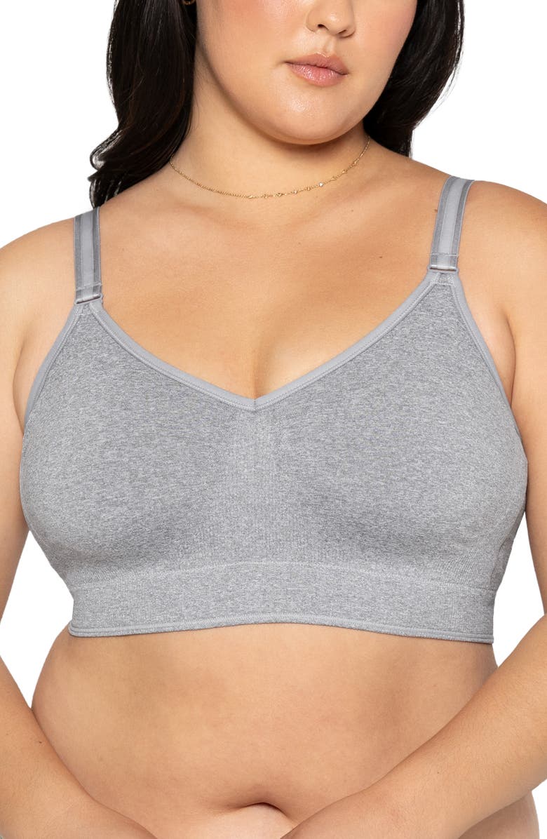 Curvy Couture Smooth Seamless Comfort Bralette, Alternate, color, Grey Heather