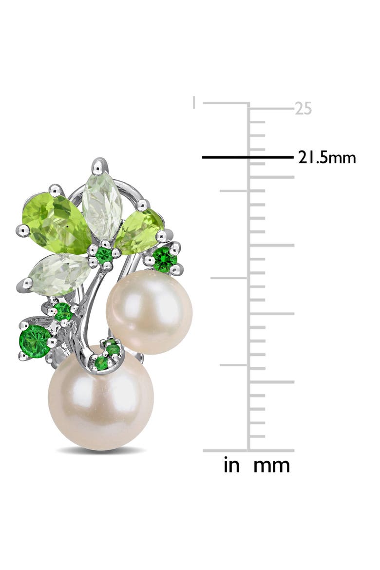6-8.5mm Cultured Freshwater Pearl Cluster Earrings, Alternate, color, GREEN
