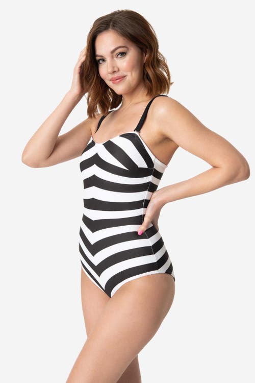 UNIQUE VINTAGE UNIQUE VINTAGE CHEVRON STRIPE ONE PIECE BATHING SUIT