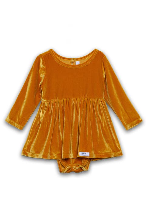 Stretch Velvet Long Sleeve Bubble Romper