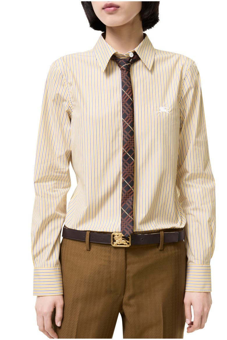 Slim Fit Cotton Formal Shirt, Main, color, White/amber yellow