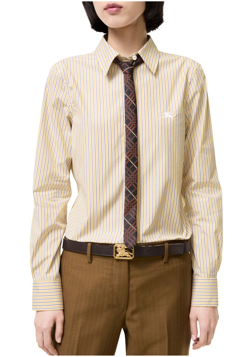 Burberry Slim Fit Cotton Formal Shirt, Main, color, White/Amber Yellow