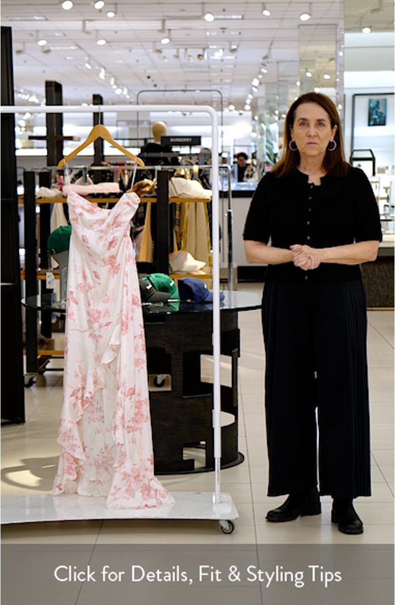 Hamilton Print Strapless Satin Maxi Dress, sales video thumbnail